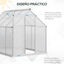 Outsunny Invernadero Policarbonato Aluminio de Jardín 190x253x199 cm 4,8m² Caseta de Exterior con Base Puerta Corredera y Tragaluce para Cultivo Plantas Semillas Transparente, , large indicador imagen numero 5