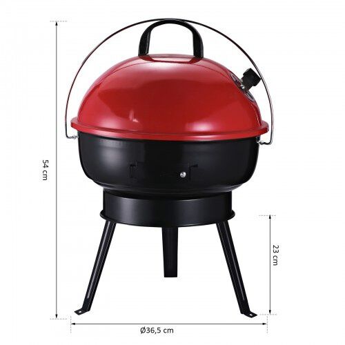 Parrilla para Barbacoa de Carb&oacute;n Port&aacute;til con Mango Ahumador, , large Imagen numero 3