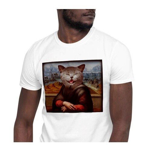 Mascochula camiseta hombre la gioconda personalizada con tu mascota blanco thumbnail