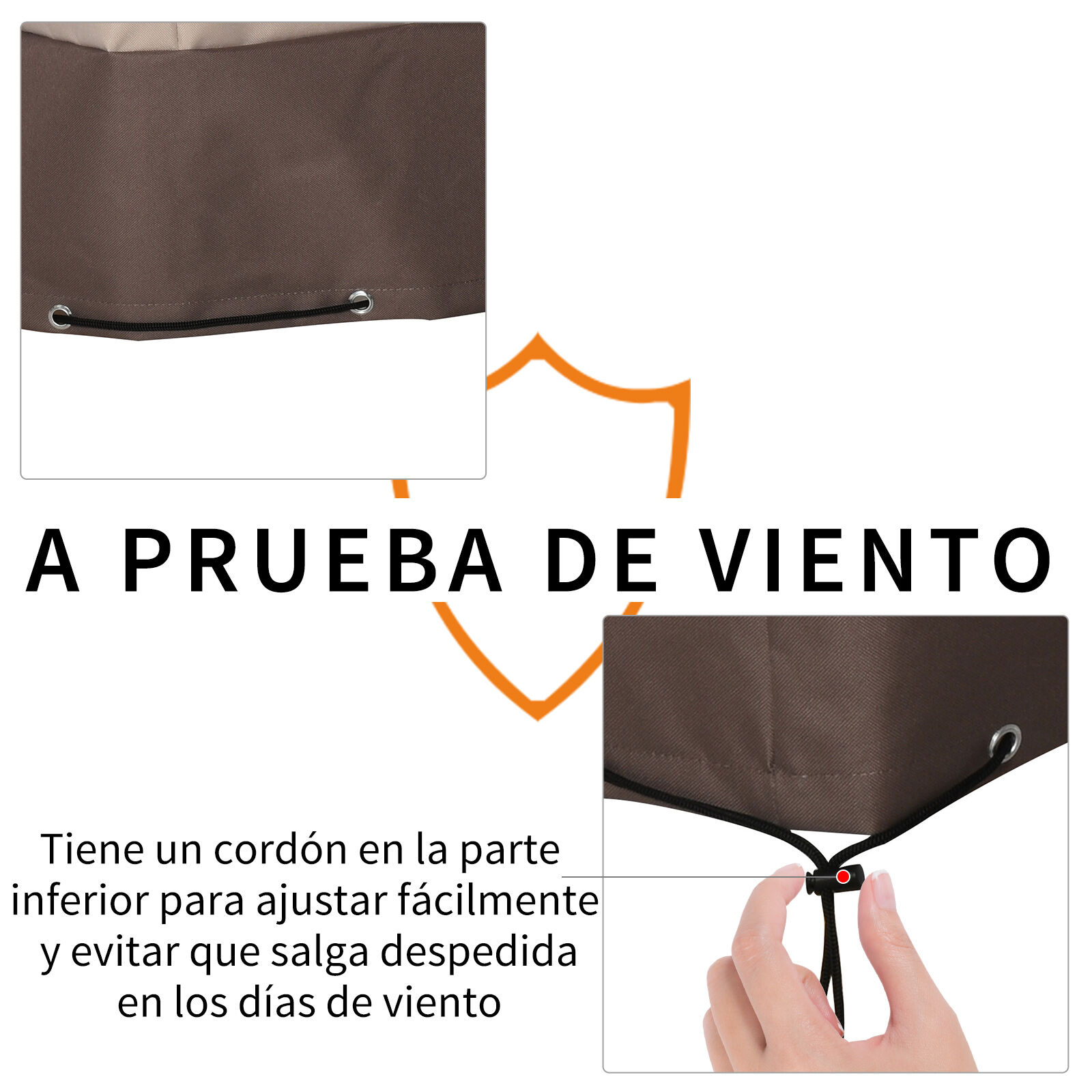 Outsunny Funda para Muebles de Jard&iacute;n 600D Oxford Protecci&oacute; contra el Polvo los Rayos UV Cubierta para Mobiliario Exterior 127x72x76 cm para Mesas Sillas Sof&aacute;s Marr&oacute;n, , large Imagen numero 4