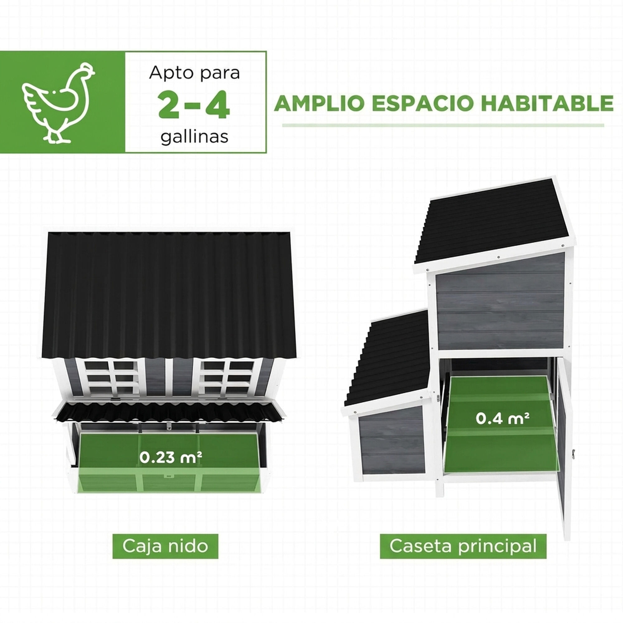 PawHut Gallinero Gris Claro, , large Imagen numero 4