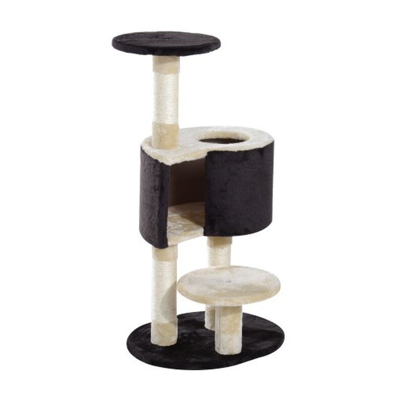 Rascador con caseta PawHut para gatos color Negro, , large image number null