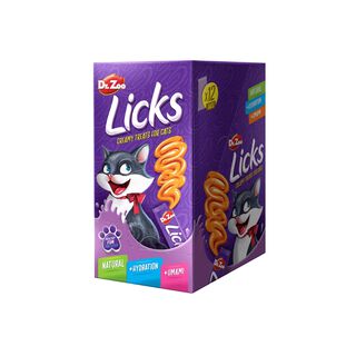 Dr Zoo Licks Snack Líquido De Salmón Para Gatos Pack Ahorro 12x4x15 Gr