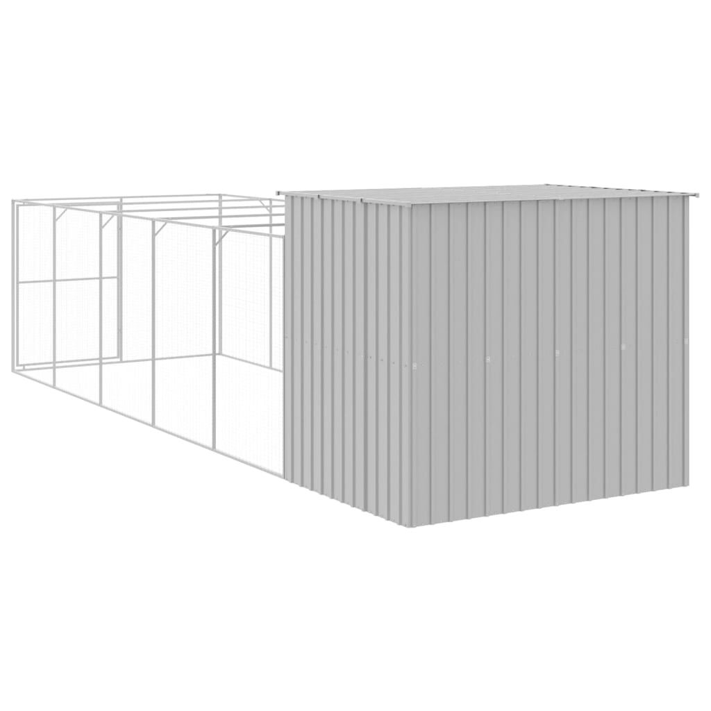 vidaXL Caseta perros corral acero galvanizado gris claro 214x865x181cm, , large Imagen numero 25