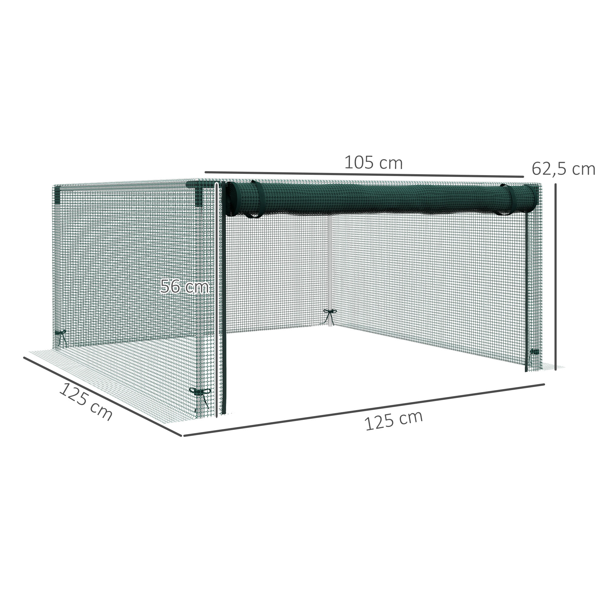 Outsunny Jaula de Cultivo Jaula de Protecci&oacute;n con Soportes de Acero Puerta con Cremallera para Proteger las Plantas Flores en Patio Jard&iacute;n Terraza 125x125x62,5 cm Verde, , large Imagen numero 3