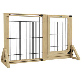 PawHut Barrera de Madera Extensible de 2 Paneles para Perros