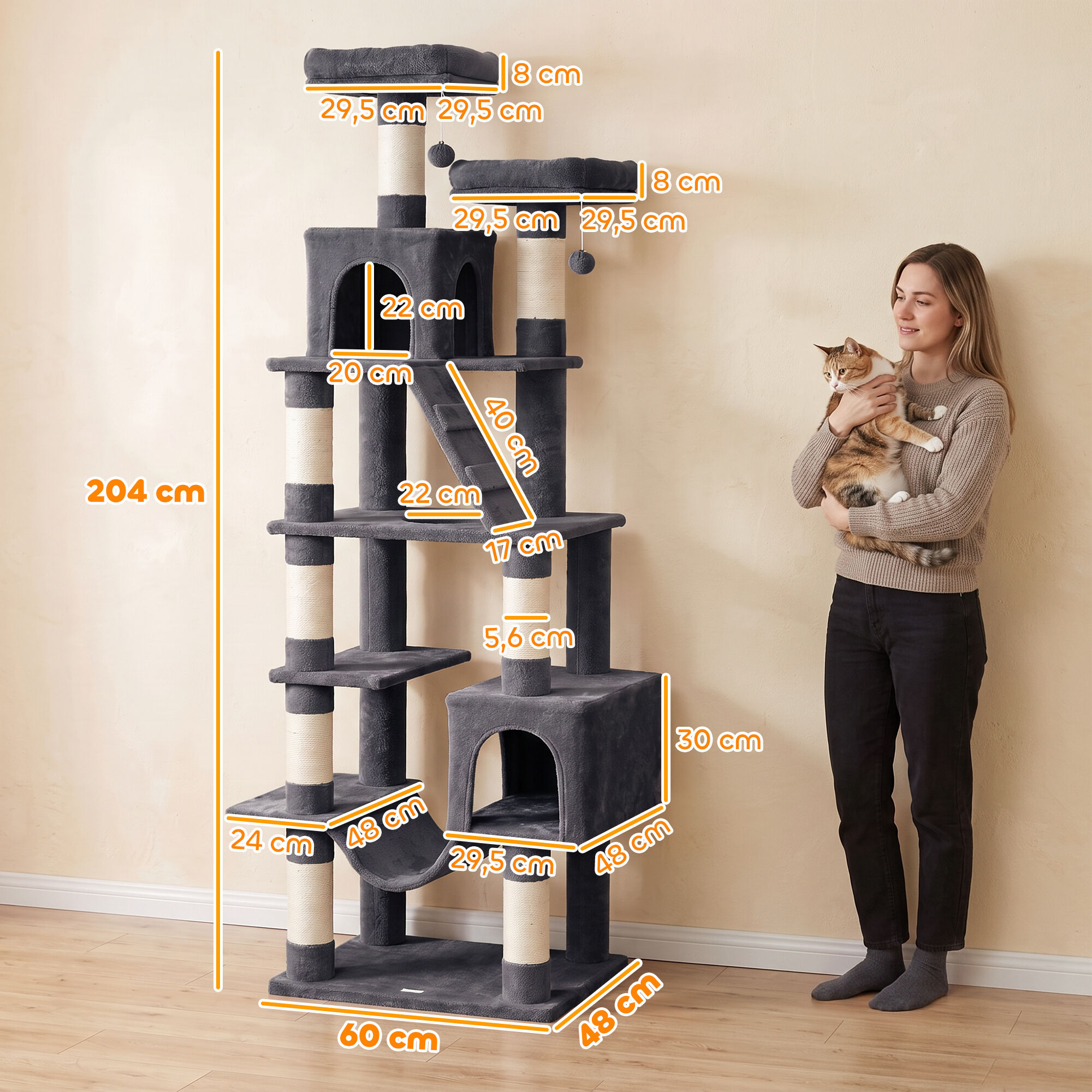 PawHut &Aacute;rbol para gato Gris Oscuro, , large Imagen numero 3