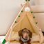 Cama Tipi Plegable para Gatos y Perros Peque&ntilde;os con Coj&iacute;n Lavable - Cueva de Madera Maciza y Lino Transpirable, Caseta de Interior Port&aacute;til y F&aacute;cil de Limpiar para Cachorros y Mascotas, , large indicador imagen numero 4