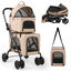 COSTWAY Cochecito para Perros Plegable, 3 en 1 Carrito para 2 Perros o Gatos, con 2 Transportines Desmontables, Cinturón de Seguridad, Cojines Desmontables, Carrito de Viaje para Mascotas (Beige), , large indicador imagen numero 1