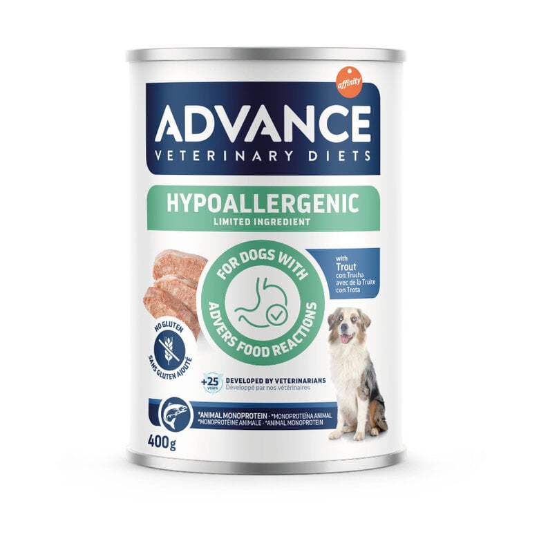 400 g Advance Veterinary Diets Hypoalelergenic Limited Ingredient Trucha Comida Húmeda para perros
