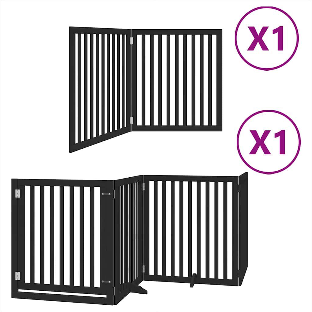 vidaXL Puerta para perros plegable 6 paneles madera &aacute;lamo negra 480 cm, , large Imagen numero 1