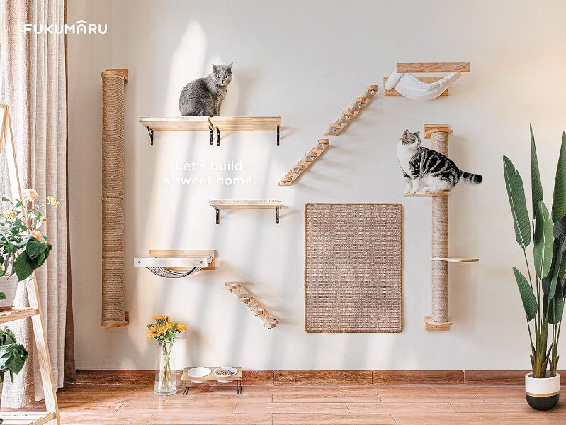 Estanter&iacute;as de Pared para Gatos de Madera Natural &ndash; Dise&ntilde;o Modular Minimalista, Resistentes y F&aacute;ciles de Instalar, Compatibles con Fukumaru, , large Imagen numero 5