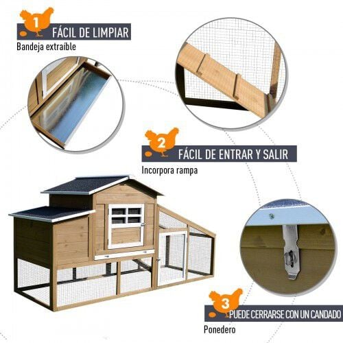 Gallinero exterior PawHut de madera color Marrón/Negro thumbnail