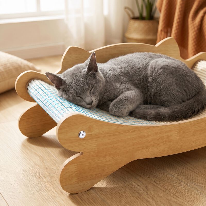 Nobleza Rascador de Gatos 2 en 1 y Cama de Madera, Sof&aacute; Ergon&oacute;mico para Mascotas con Alfombrilla de Sisal Resistente y Dise&ntilde;o Lindo 59*32*20.5cm, , large Imagen numero 4