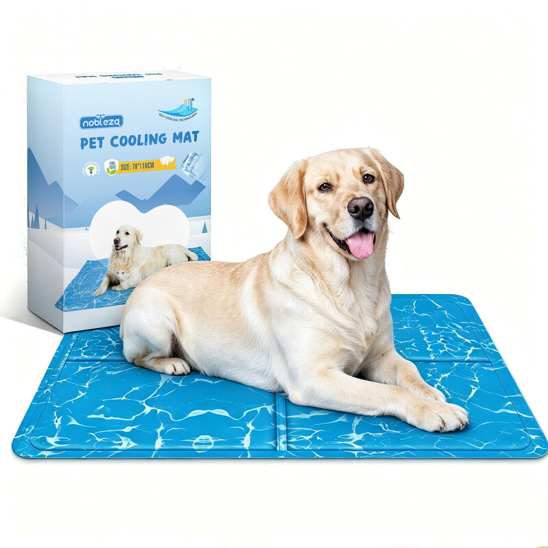 Nobleza Alfombrilla Refrescante para Mascotas &ndash; Estampado, Gel Auto-refrigerante No T&oacute;xico &ndash; Ideal para Perros y Gatos en Verano &ndash; Tama&ntilde;o: 70x110 cm &ndash; Azul, , large Imagen numero 1