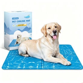 Nobleza Alfombrilla Refrescante para Mascotas &ndash; Estampado, Gel Auto-refrigerante No T&oacute;xico &ndash; Ideal para Perros y Gatos en Verano &ndash; Tama&ntilde;o: 50x65 cm &ndash; Azul
