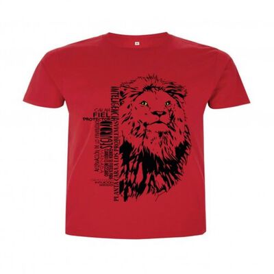 Animal totem camiseta manga corta algodón león rojo para hombres