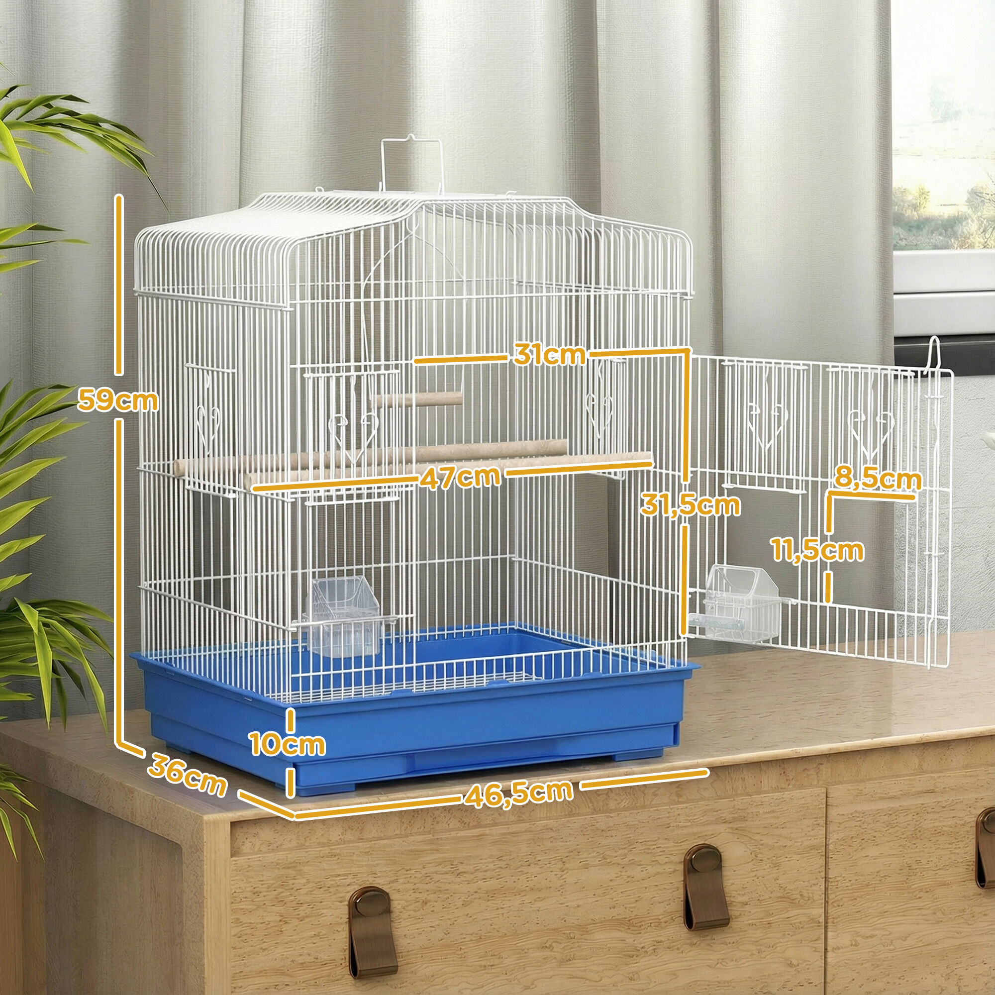 PawHut Jaula para P&aacute;jaros Azul, , large Imagen numero 8