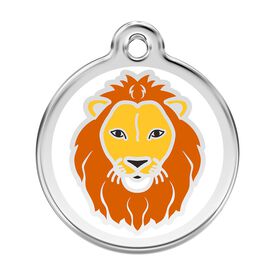 Red Dingo Placa identificativa Acero Inoxidable Esmalte Leon Blanco para perros