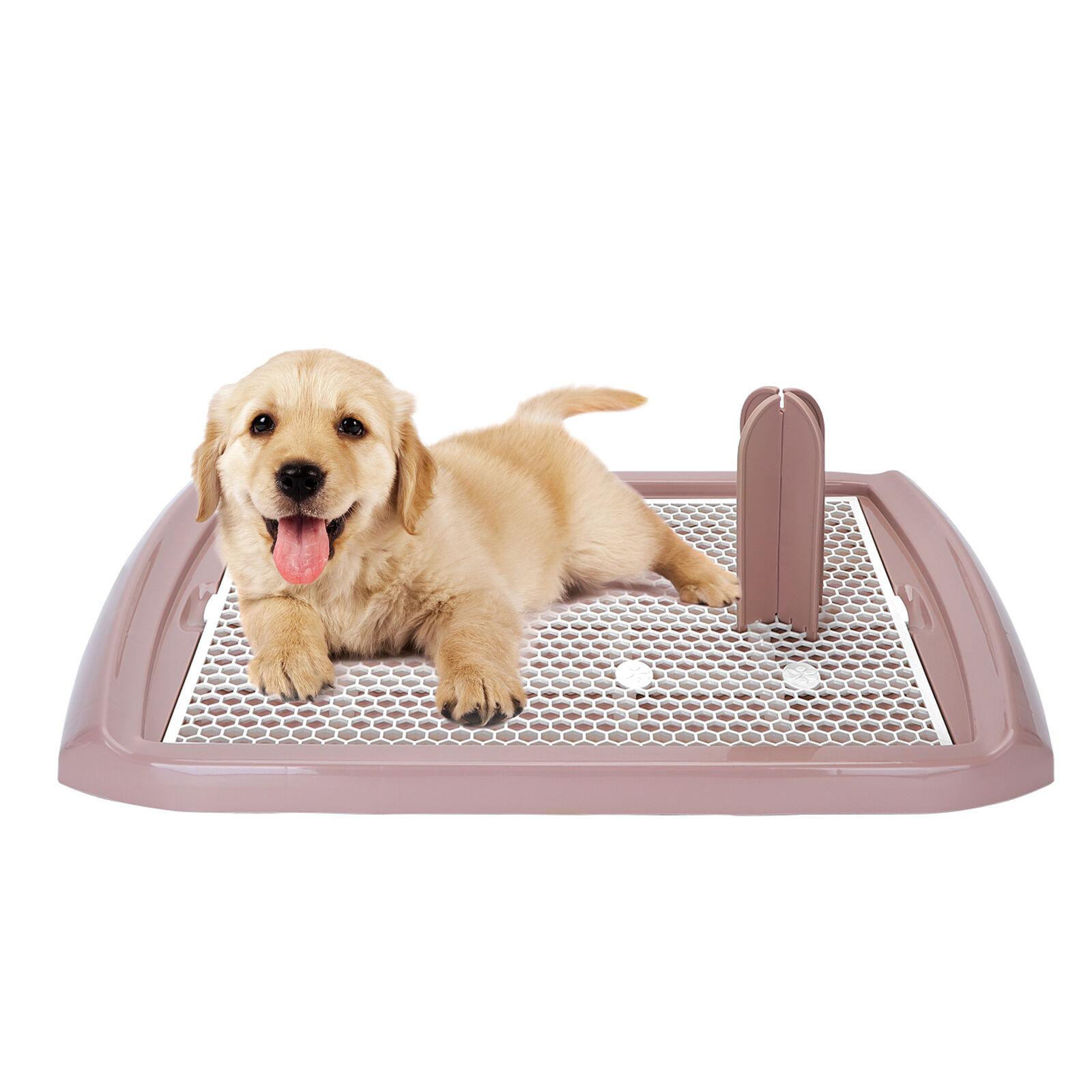 Nobleza - Bandeja de Entrenamiento WC para Perros, Soporte para Almohadilla para Mascotas, Inodoro de Pl&aacute;stico con Poste Extra&iacute;ble para Perros y Gatos, Color Marr&oacute;n, Talla S, (60,5 * 39,5) cm, , large Imagen numero 1