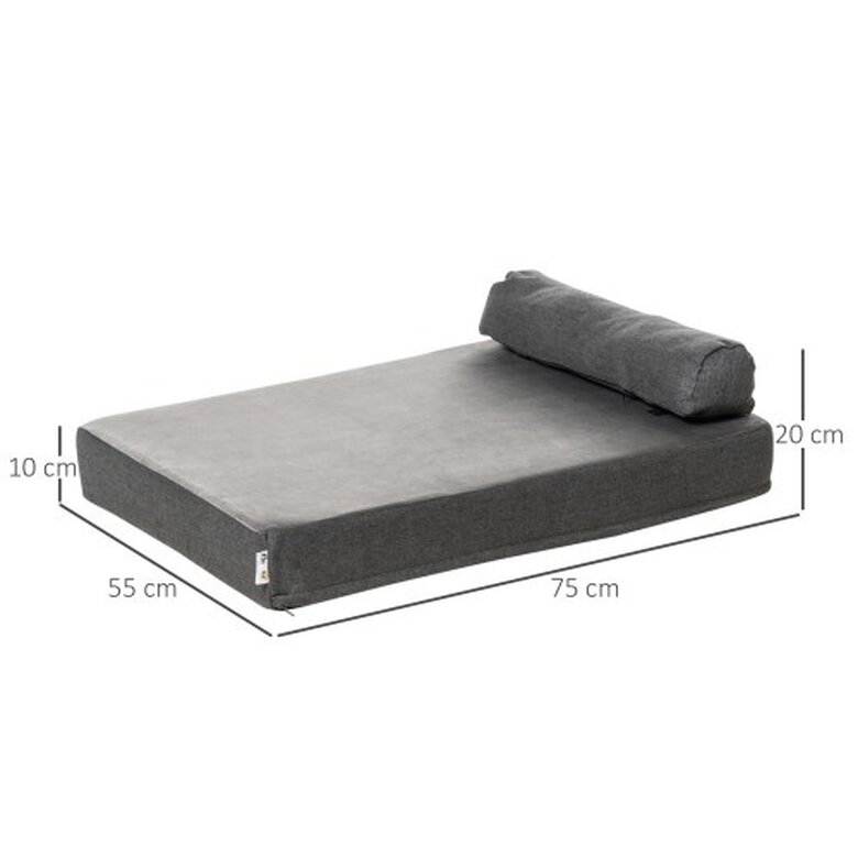 Pawhut cama lavable ortopédica gris para perros, , large image number null