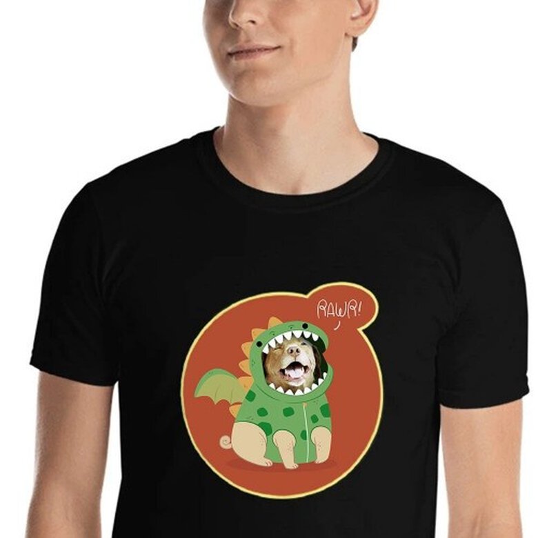 Mascochula camiseta hombre dino personalizada con tu mascota negro, , large image number null