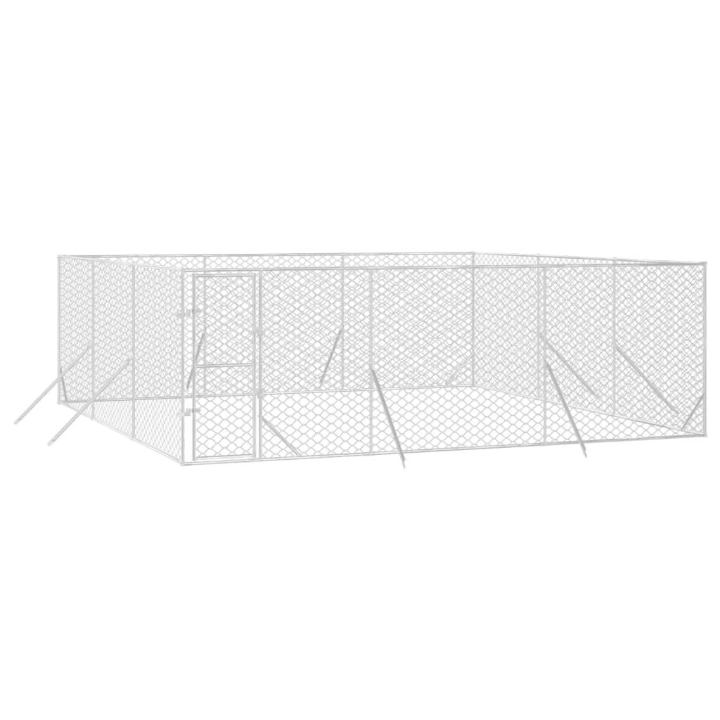 vidaXL Perrera de exterior acero galvanizado plateado 4x4x2 m, , large Imagen numero 15