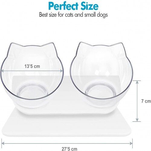 Edipets comedero doble inclinado y elevado transparente para gato thumbnail