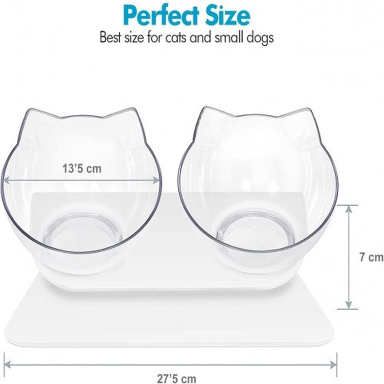 Edipets comedero doble inclinado y elevado transparente para gato, , large image number null