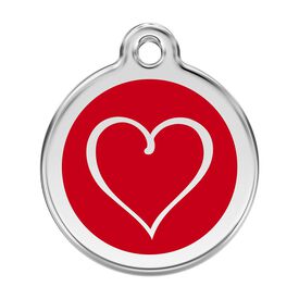 Red Dingo Placa identificativa Acero Inoxidable Esmalte Tribal Corazón Rojo para perros