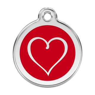 Red Dingo Placa identificativa Acero Inoxidable Esmalte Tribal Corazón Rojo para perros