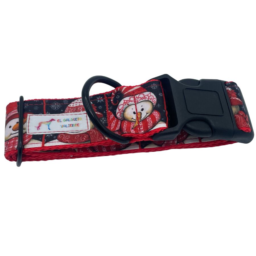 EGV - Collar click Navidad 4 cm ancho, Collar galgo hecho a mano en Espa&ntilde;a (Mu&ntilde;eco de nieve), , large Imagen numero 3