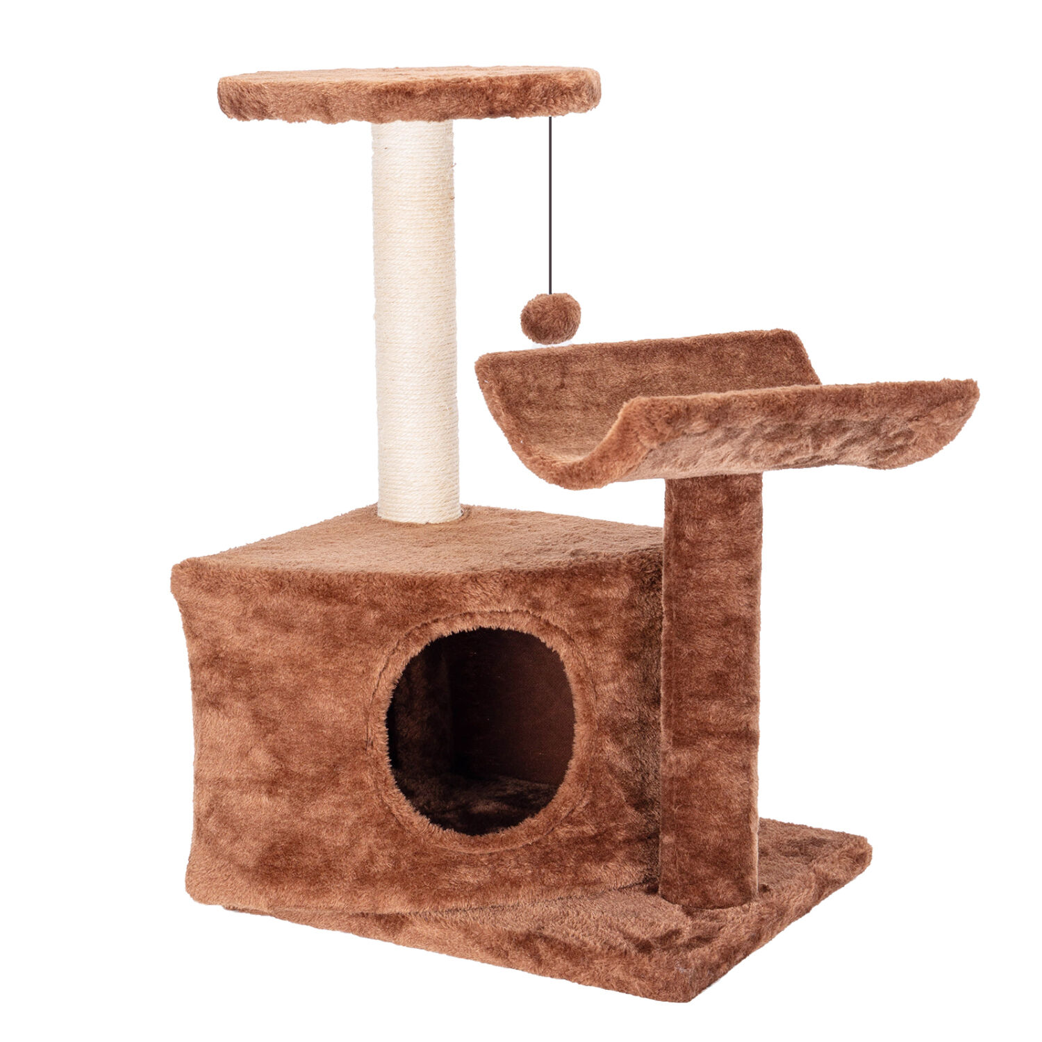 Nobleza &Aacute;rbol para Gatos,rascador para gatos,con Plataformas Cuevas de Felpa Suave Postes para Rascar de Sisal Bola Juguete Colgante,Marr&oacute;n,40*33*64CM, , large Imagen numero 1