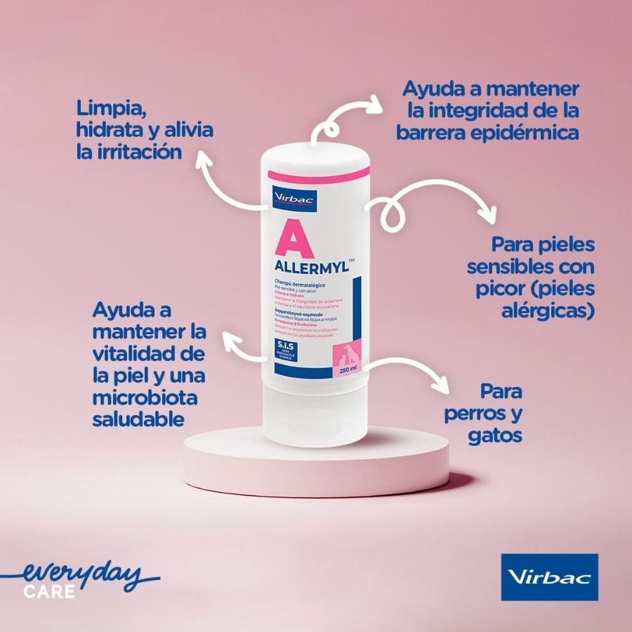 Virbac Allermyl Champ&uacute; dermatol&oacute;gico para piel sensible de perros y gatos, , large Imagen numero 6
