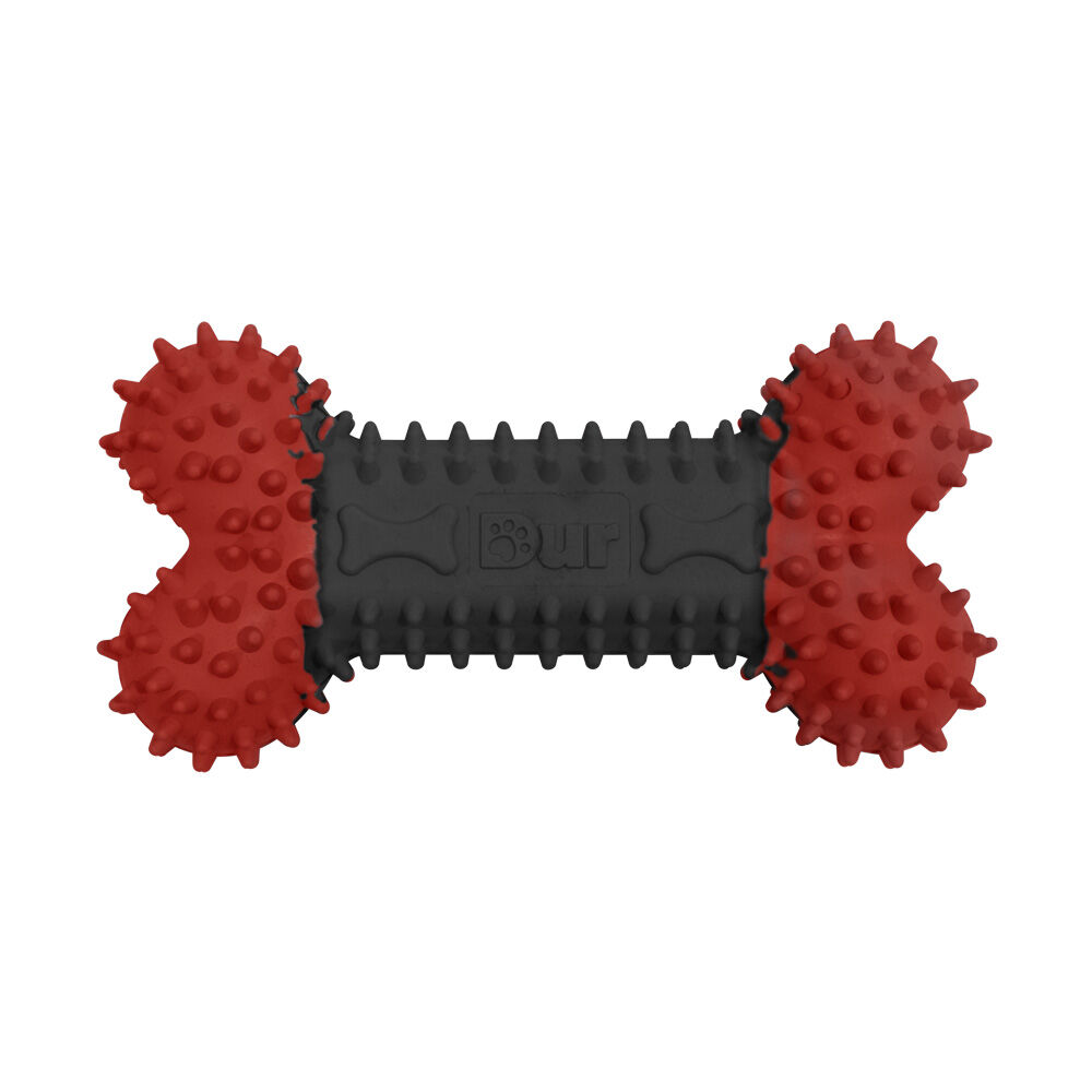 Juguete Hueso Mordedor rojo y negro con aroma pollo 12cm x 9cm para perros, , large Imagen numero 1