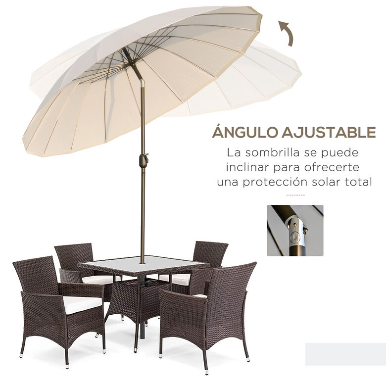 Outsunny Sombrilla De Jardín Crema Con Manivela Con Mecanismo De Inclinación Crema thumbnail