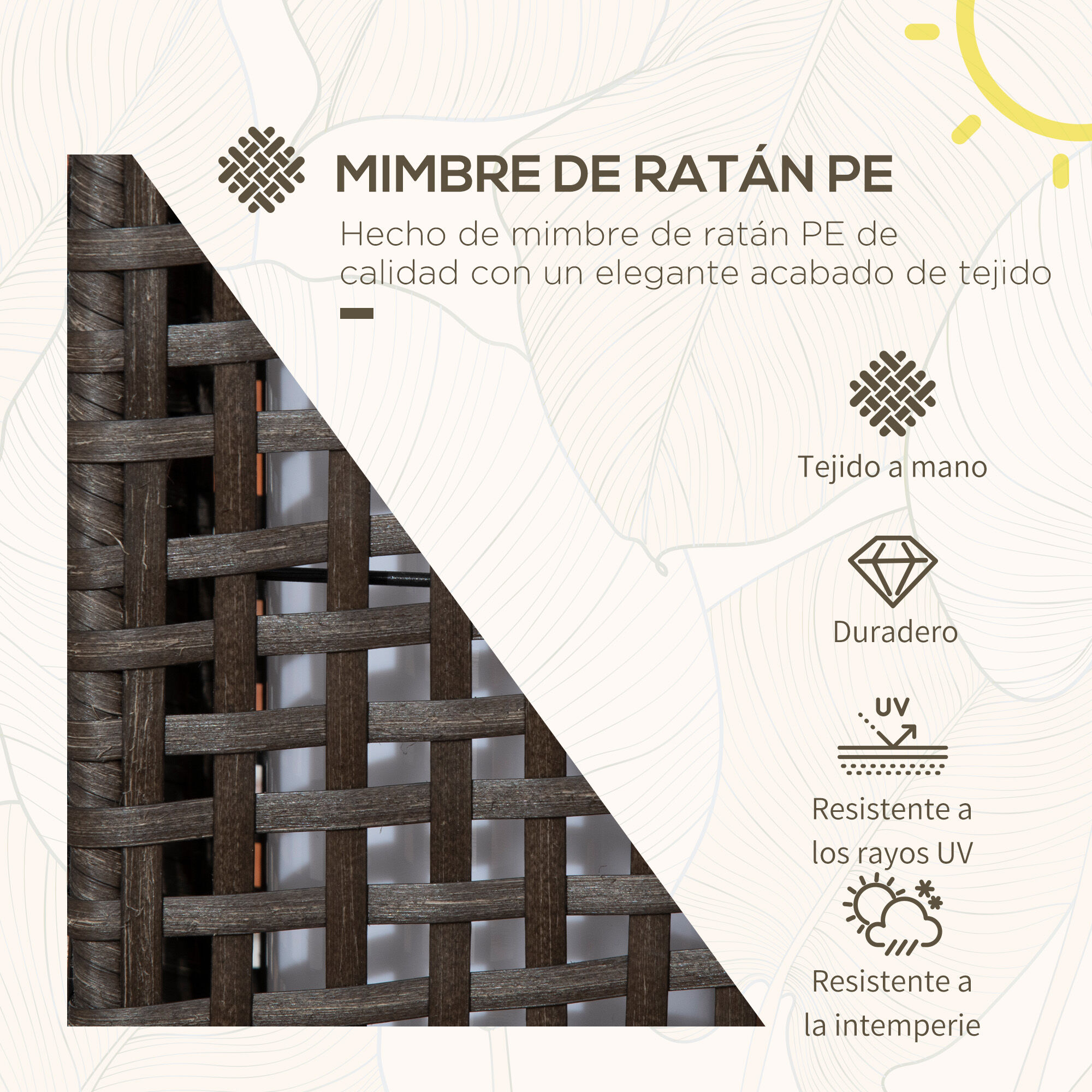 Outsunny Linterna de Jard&iacute;n de Rat&aacute;n Sint&eacute;tico Luces Solares Exterior con Luces LED Encendido/Apagado Autom&aacute;tico para Terraza Balc&oacute;n Patio 17x17x46 cm Gris, , large Imagen numero 4