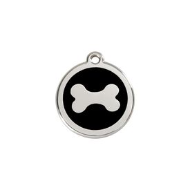 Red Dingo Placa identificativa Acero Inoxidable Esmalte Hueso Negro para perros