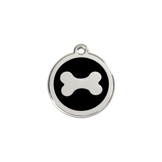Red Dingo Placa identificativa Acero Inoxidable Esmalte Hueso Negro para perros