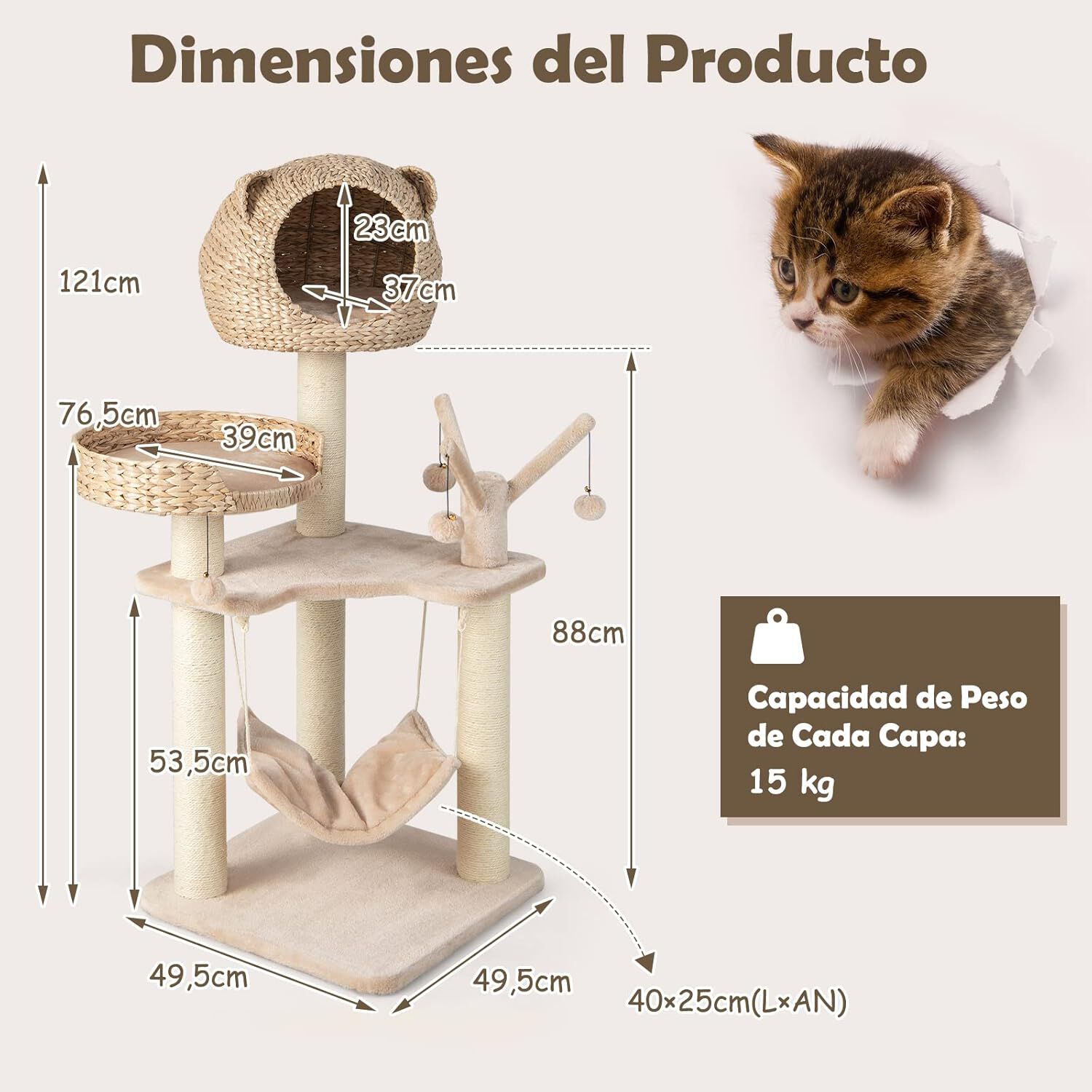 COSTWAY Torre con centro de actividades para Gatos thumbnail