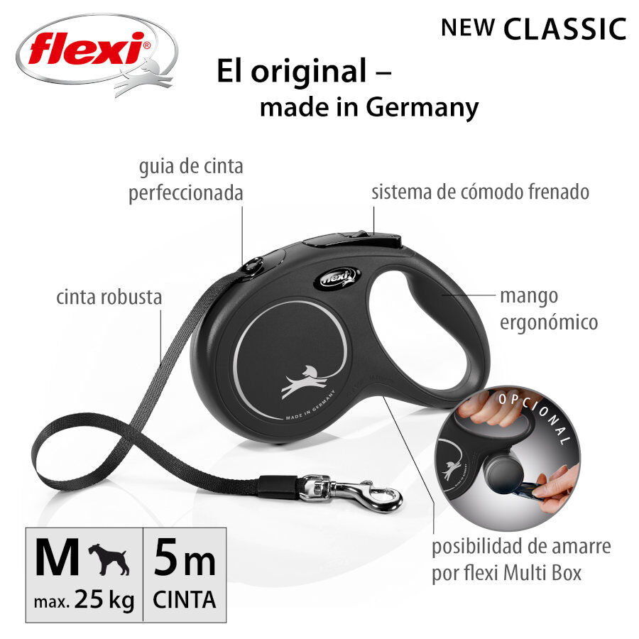 Flexi New Classic Correa Extensible Negra para perros, , large Imagen numero 6