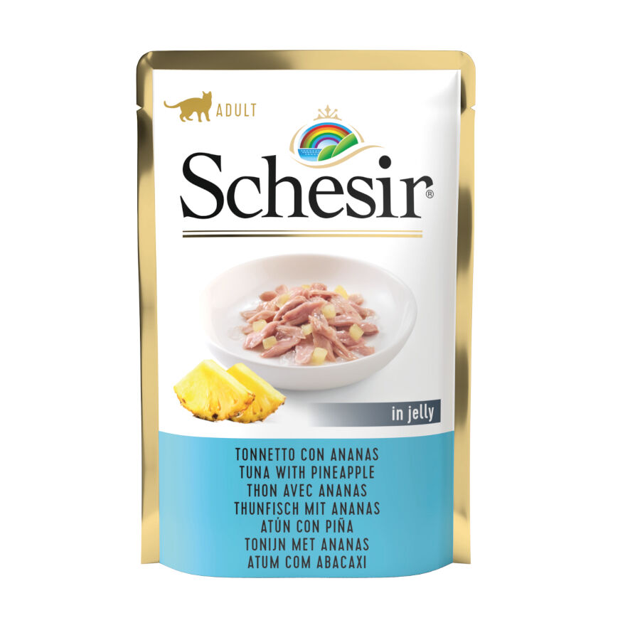 85 g Schesir Adult At&uacute;n con Pi&ntilde;a sobre para gatos, , large Imagen numero 1