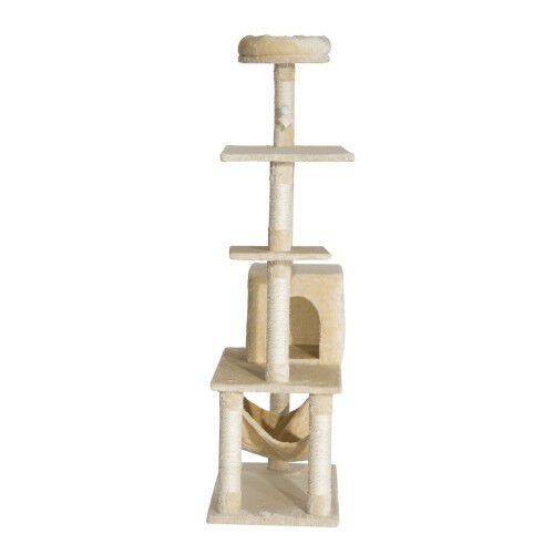 Pawhut &aacute;rbol rascador 5 plantas beige para gatos, , large Imagen numero 5