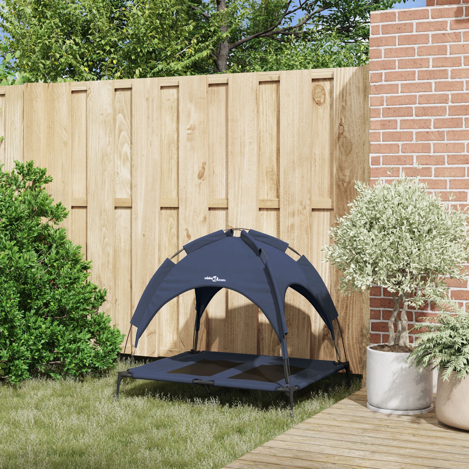 vidaXL Cama para Perros con Dosel Sof&aacute; Silla Tela Oxford y Acero Azul, , large Imagen numero 25