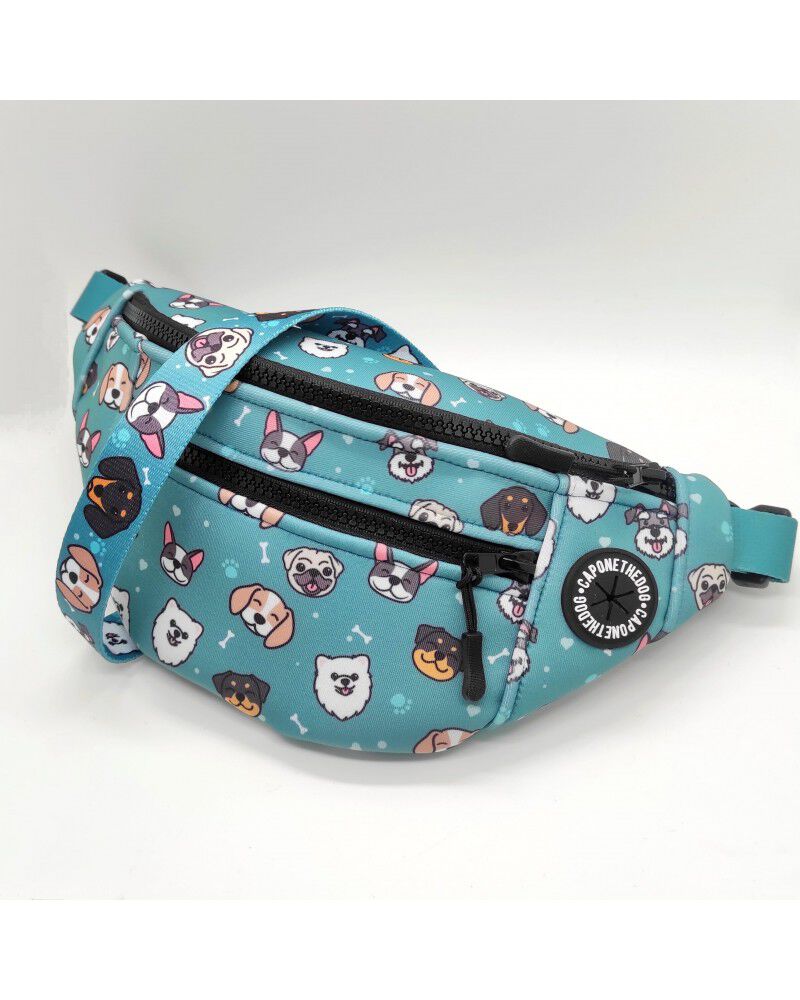 CaponeTheDog Dogs Riñonera con Porta Bolsas azul para perros