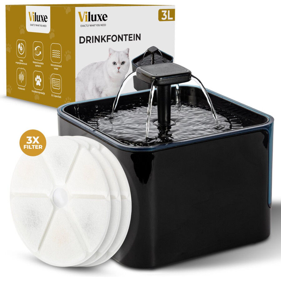 Viluxe Fuente negra silenciosa para gatos