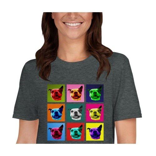 Mascochula camiseta mujer warhol personalizada con tu mascota gris oscuro thumbnail