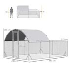 PawHut Gallinero Exterior Grande 380x280x195 cm Jaula para 10-12 Gallinas de Acero Galvanizado con 2 Pisos Cubierta de Tejado Puerta Corral para Pollos Conejos Patos Plata, , large image number null