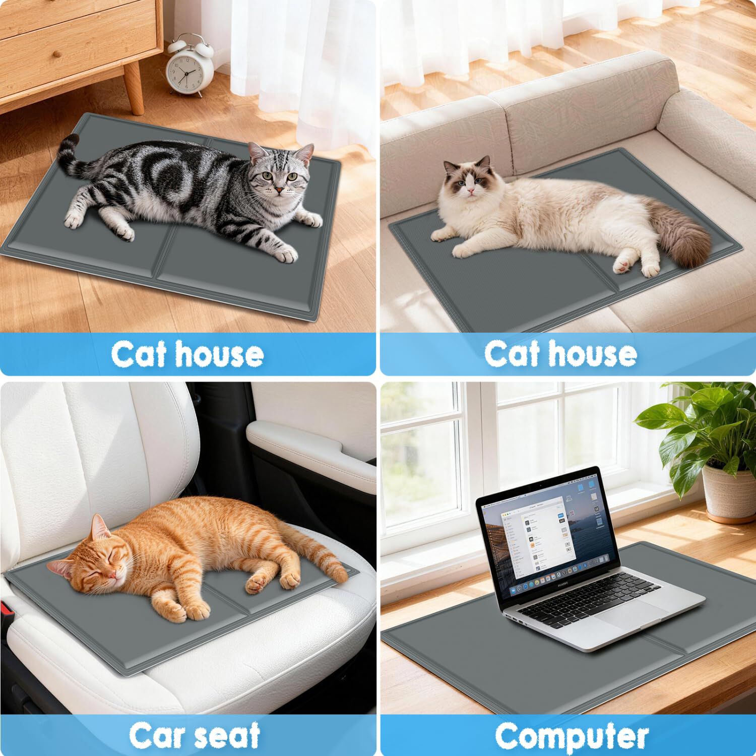 Nobleza Alfombra Refrescante para Gatos &ndash; Gel Auto-refrigerante No T&oacute;xico, Activado por Presi&oacute;n, 40x50 cm, Gris, , large Imagen numero 5