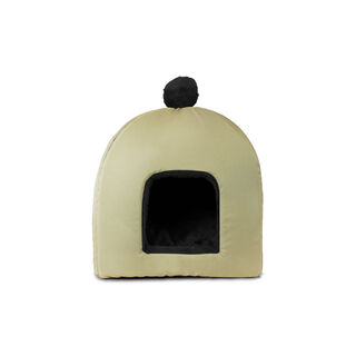 Gauty Cama Redonda Tela Impermeable y pelo  Beige y negro para Perros y Gatos 